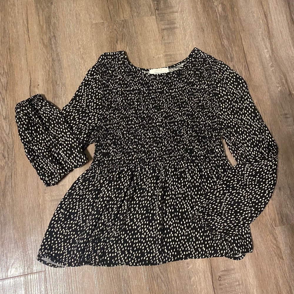Black Polkadot Babydoll Shirt
